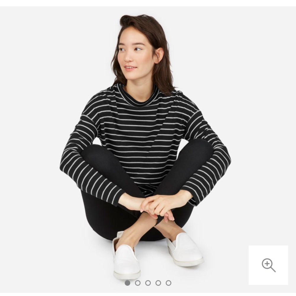 Everlane black and white striped mock neck top